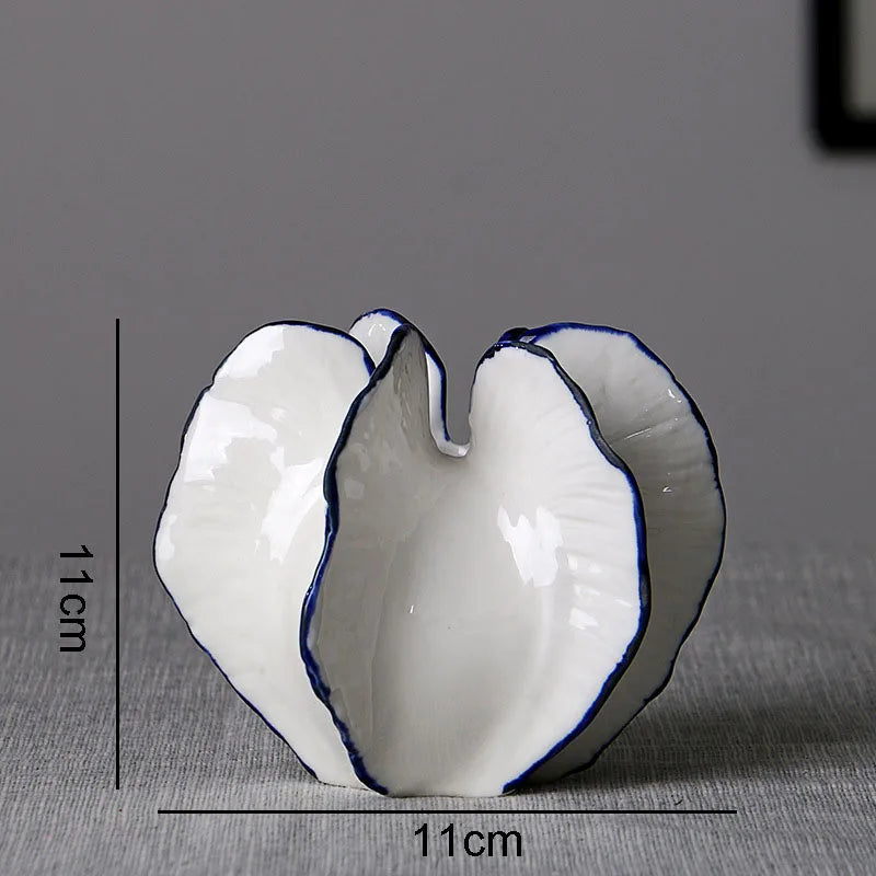 Small White with Blue Edges Crafty Ceramic Vase