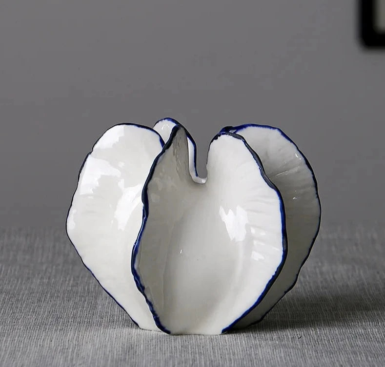 Small White with Blue Edges Crafty Ceramic Vase