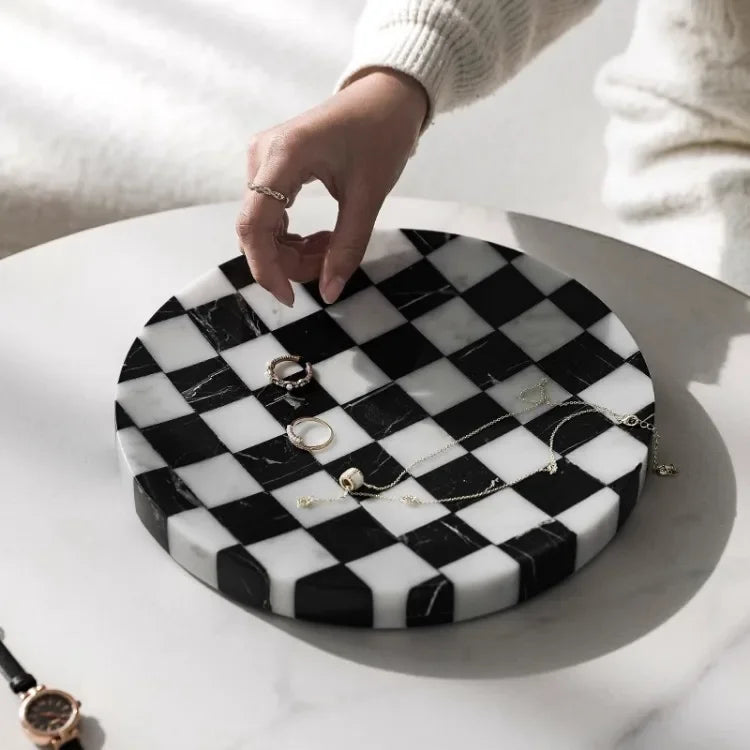 Black & White Chessboard Tray