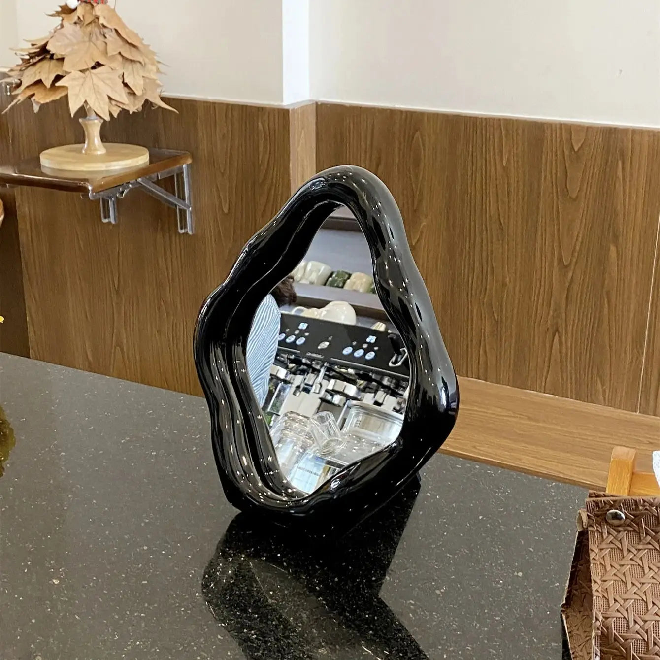 Black Frame Irregular Vintage Mirror