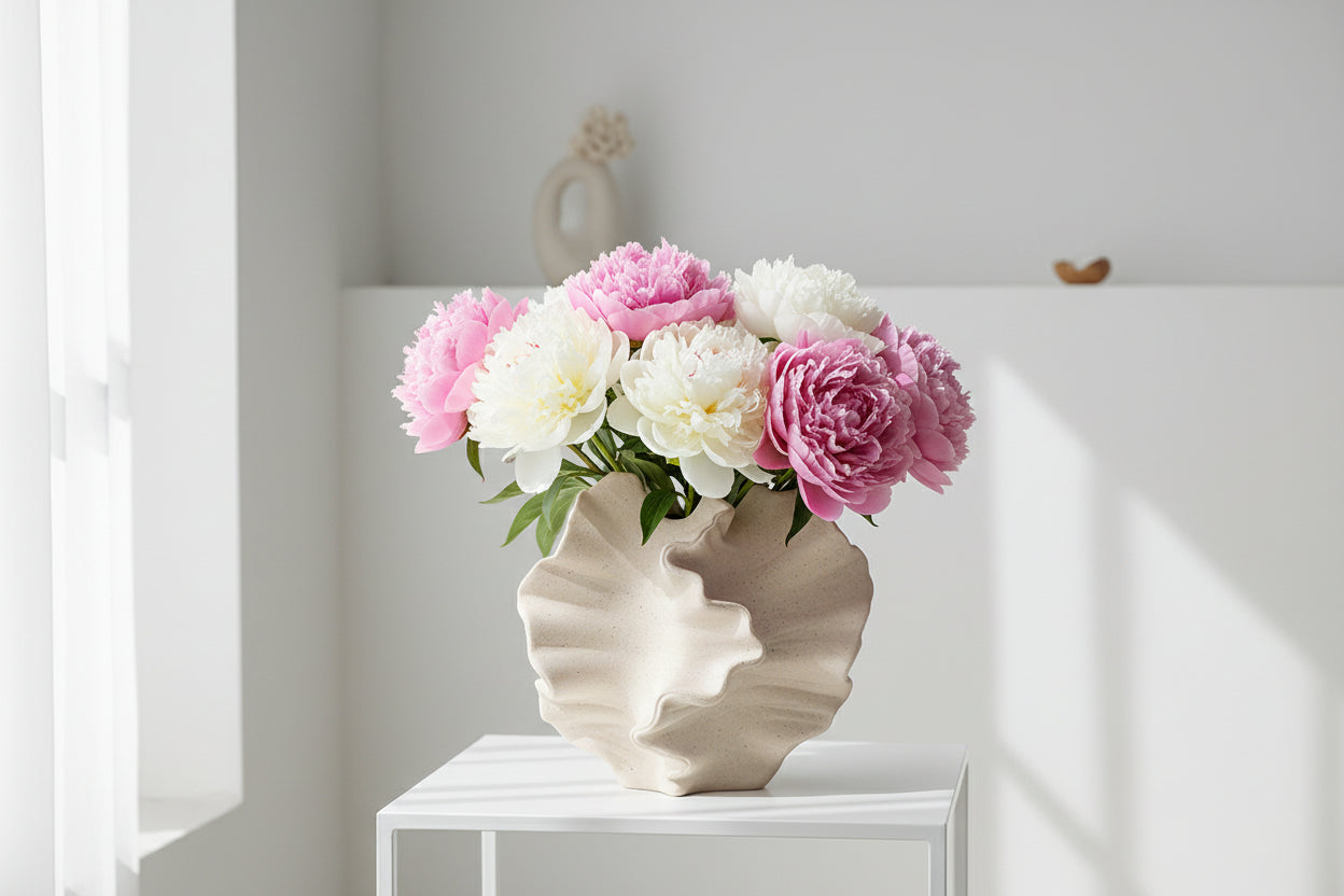 Large coral flower vase decor accent piece