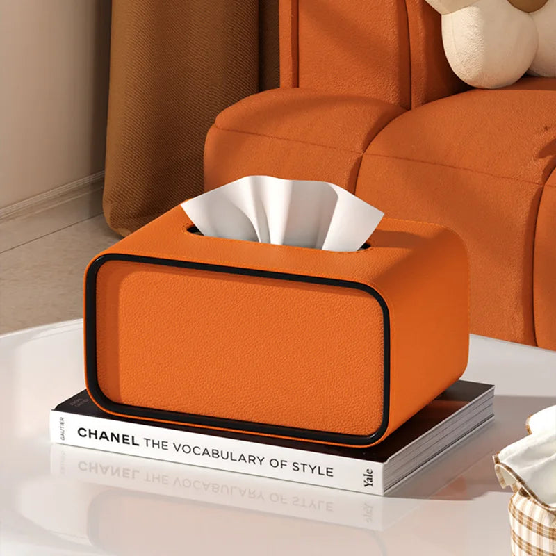 Leather tissue box faux leather decorative cover