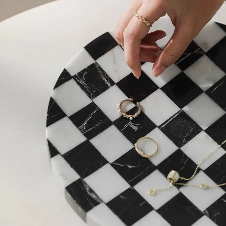 Black & White Chessboard Tray