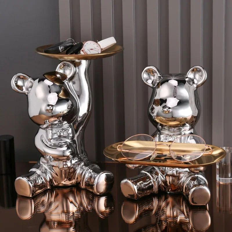 Silver Teddy Figurine