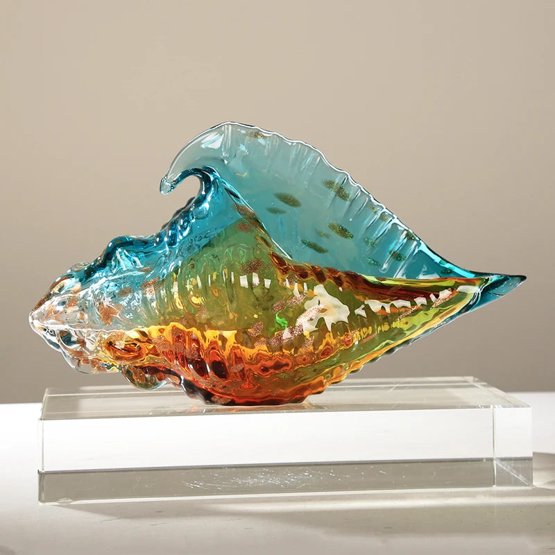 Rainbow Colored Glass Seashell