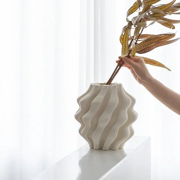 Large Twisted Ceramic Vase