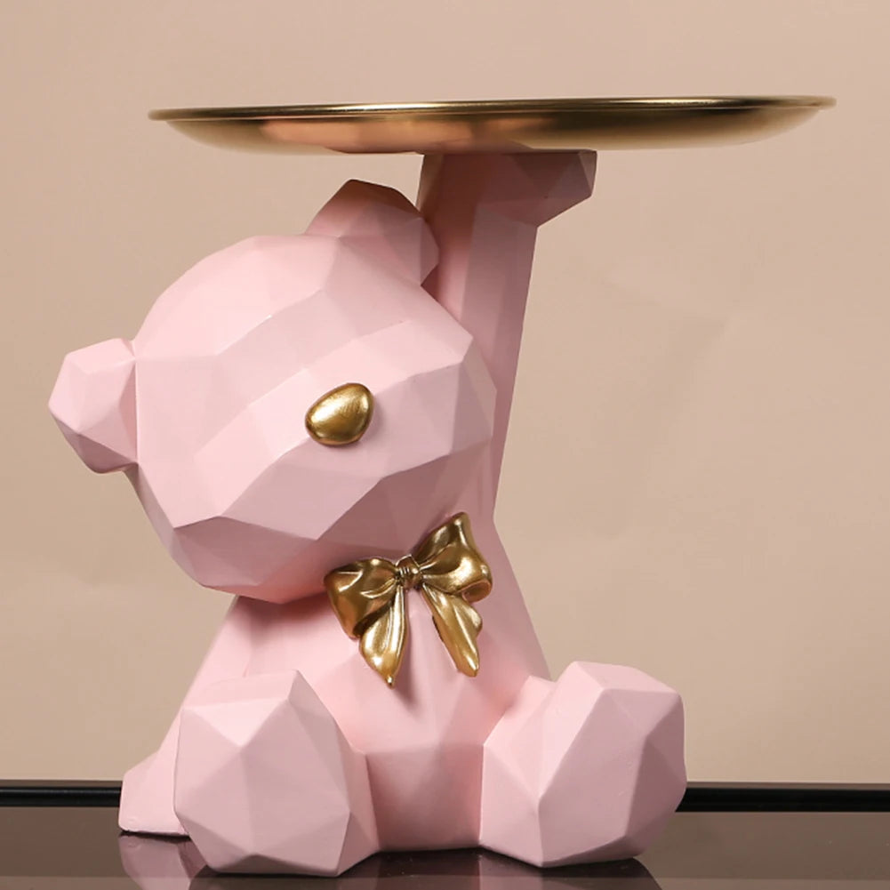Pink Geometric Bear Figurine