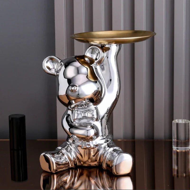 Silver Teddy Figurine