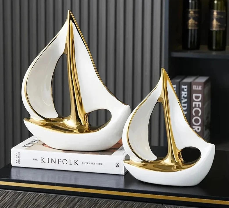 White Elegant Ceramic Sailboat