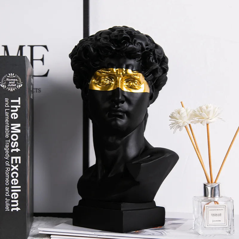 Black Golden Trendy Mini David Sculpture