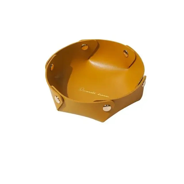 Hexagonal Brown Leather Tray