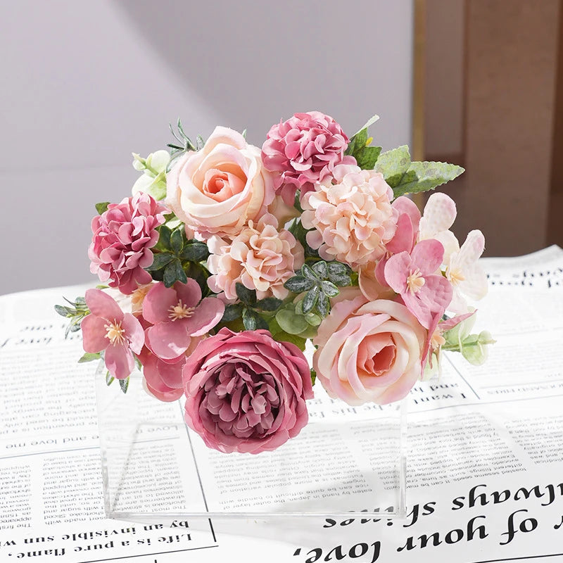 Rose Red Mixed Artificial Bouquet