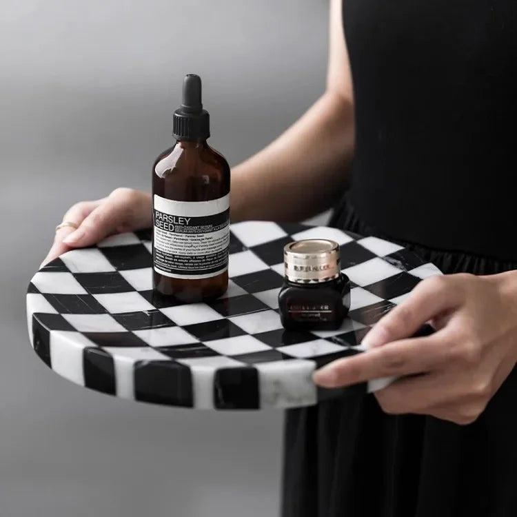 Black & White Chessboard Tray