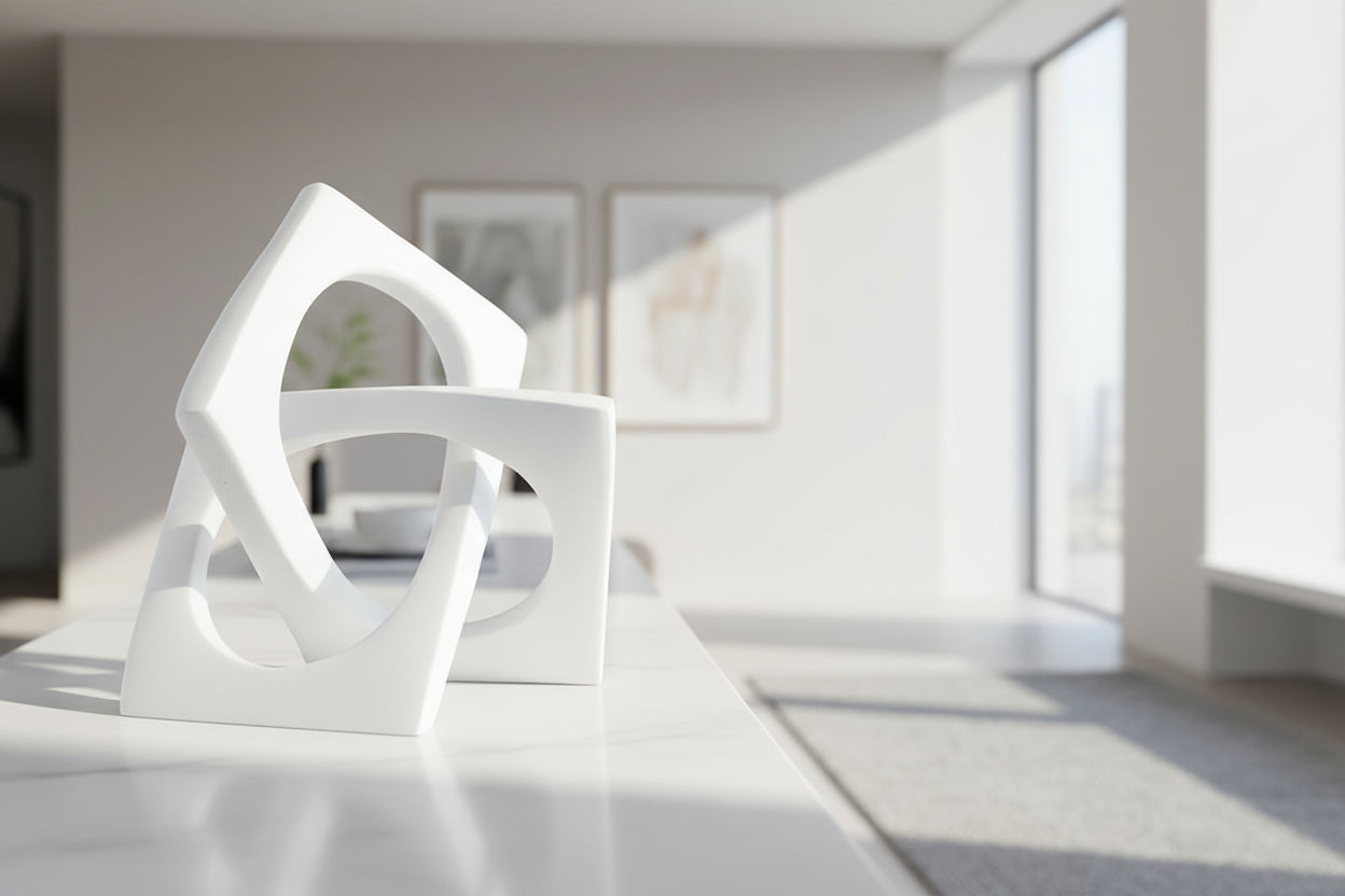 Modern geometric sculpture shelf or table decor