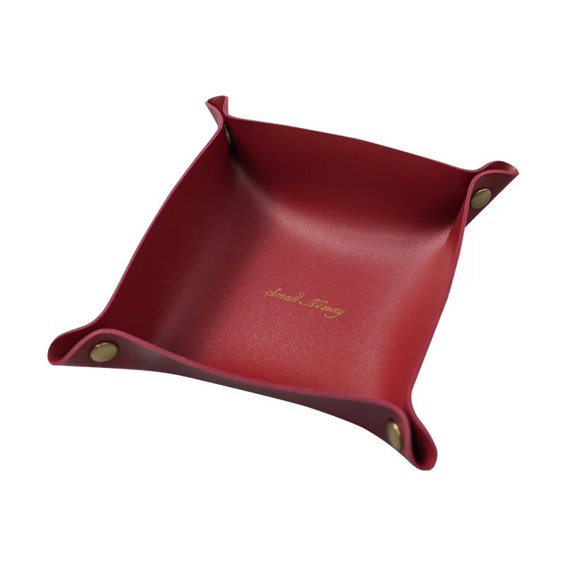 Burgundy Elegant Leather Tray