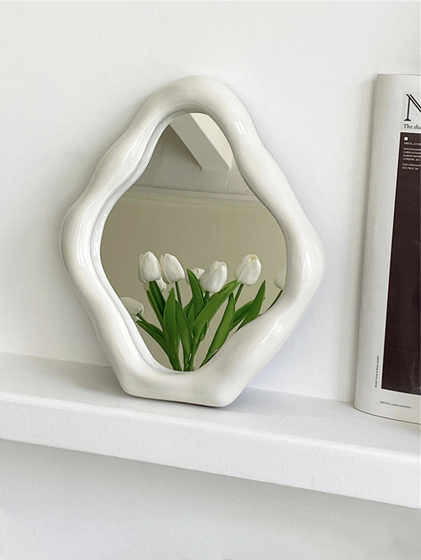 White Frame Irregular Vintage Mirror
