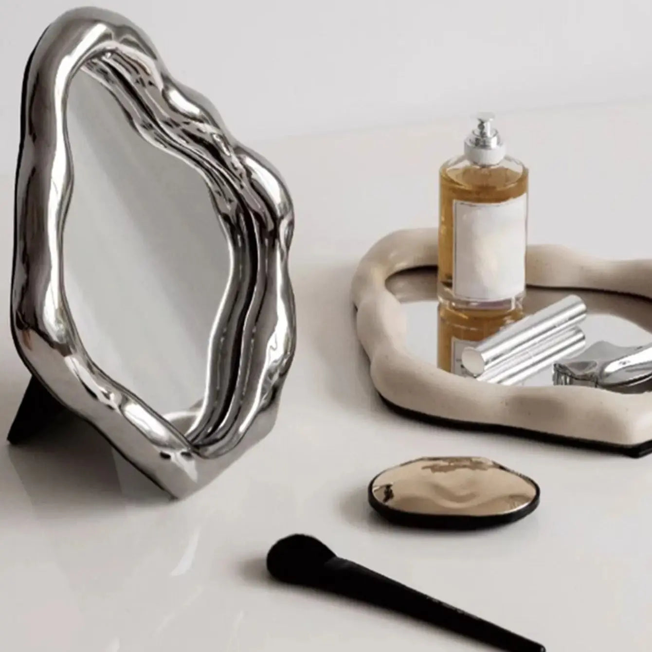 Silver Frame Irregular Vintage Mirror