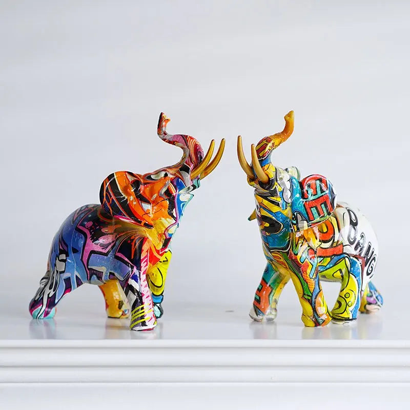 Colorful Printed Elephant Figurine