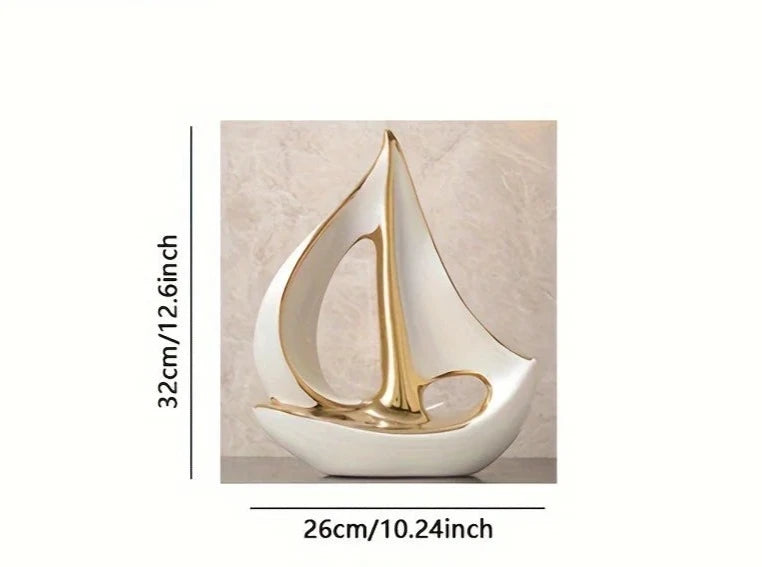 White Large Elegant Sailboat Sculpture