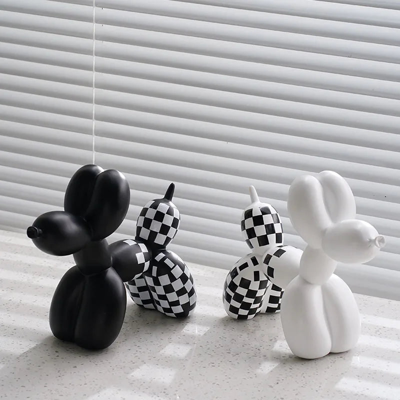 Plaid Balloon Dog Figurine