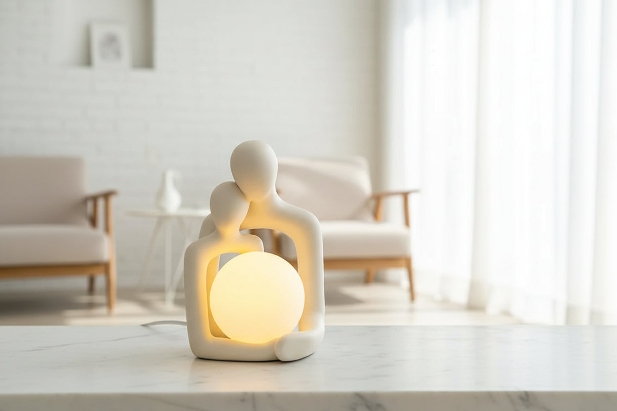 Soft ambient glow lamp on bedside decor