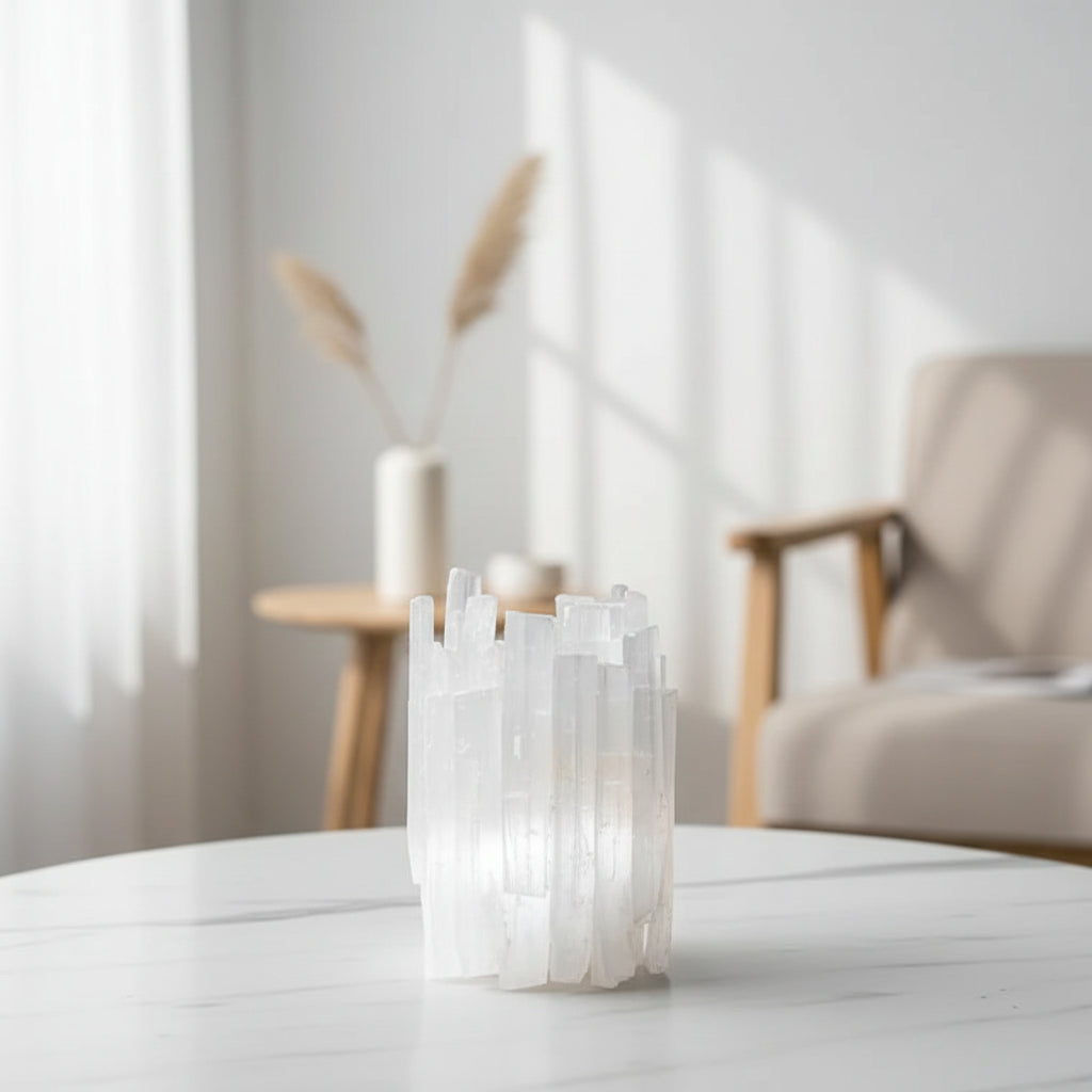 Minimalist candle holder natural stone style decor
