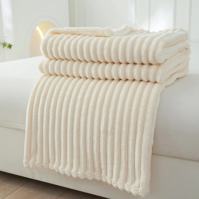 Beige Soft Fleece Throw