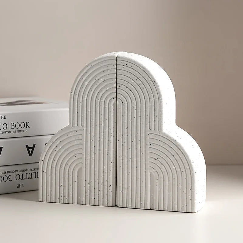 Decorative ceramic bookend showing sculptural design detail