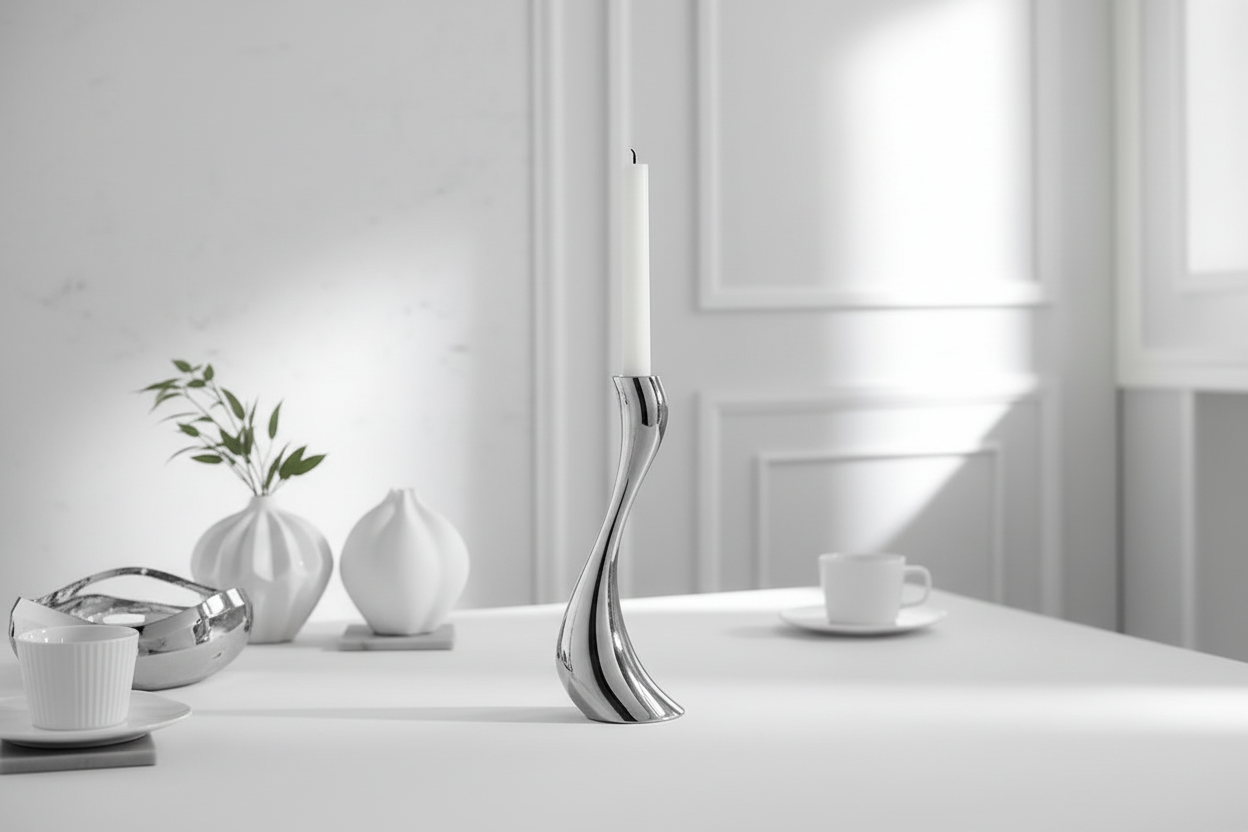 Sculptural swan candlestick home decor accent