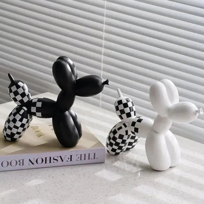 Plaid Balloon Dog Figurine