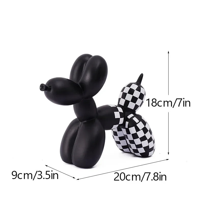 Black Plaid Balloon Dog Figurine