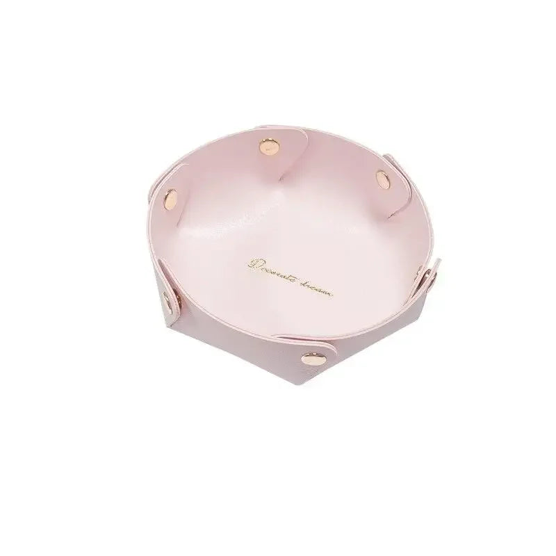 Hexagonal Pink Leather Tray
