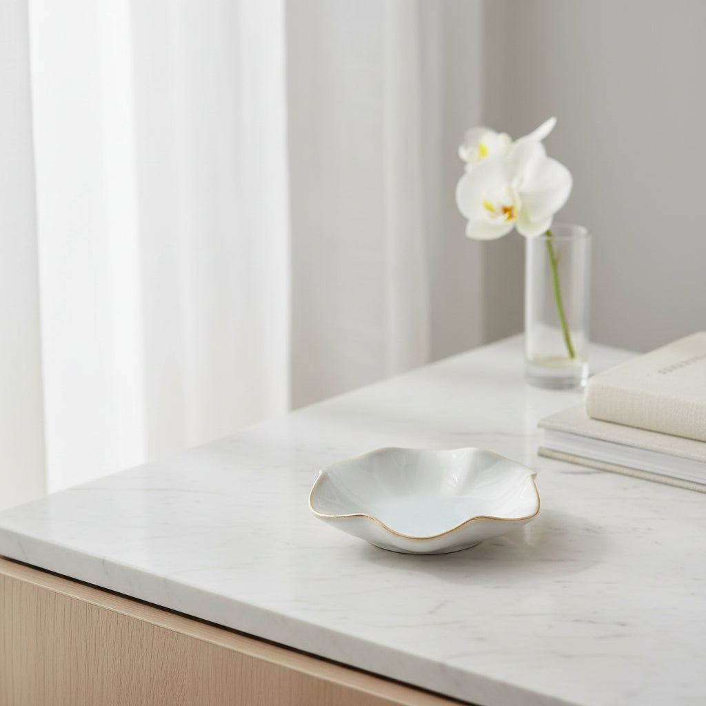 White modern ceramic jewelry tray for rings bracelets accessories