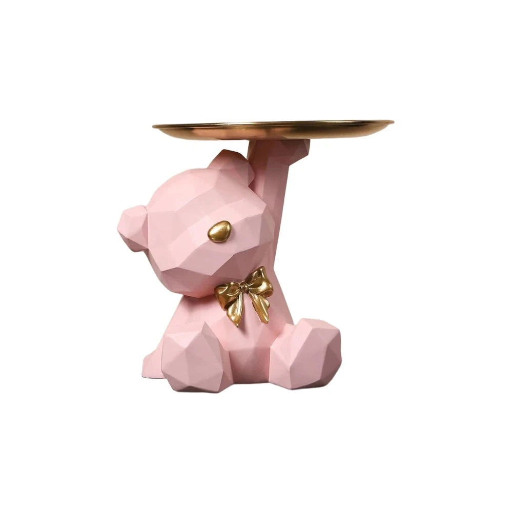Pink Geometric Bear Figurine