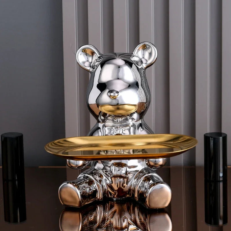 Silver Teddy Figurine