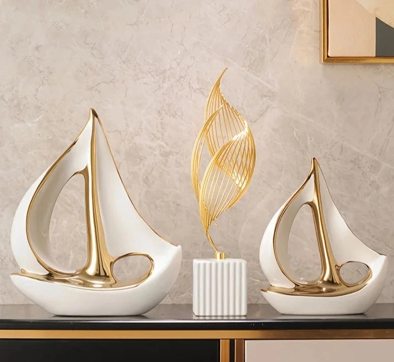 White Elegant Ceramic Sailboat