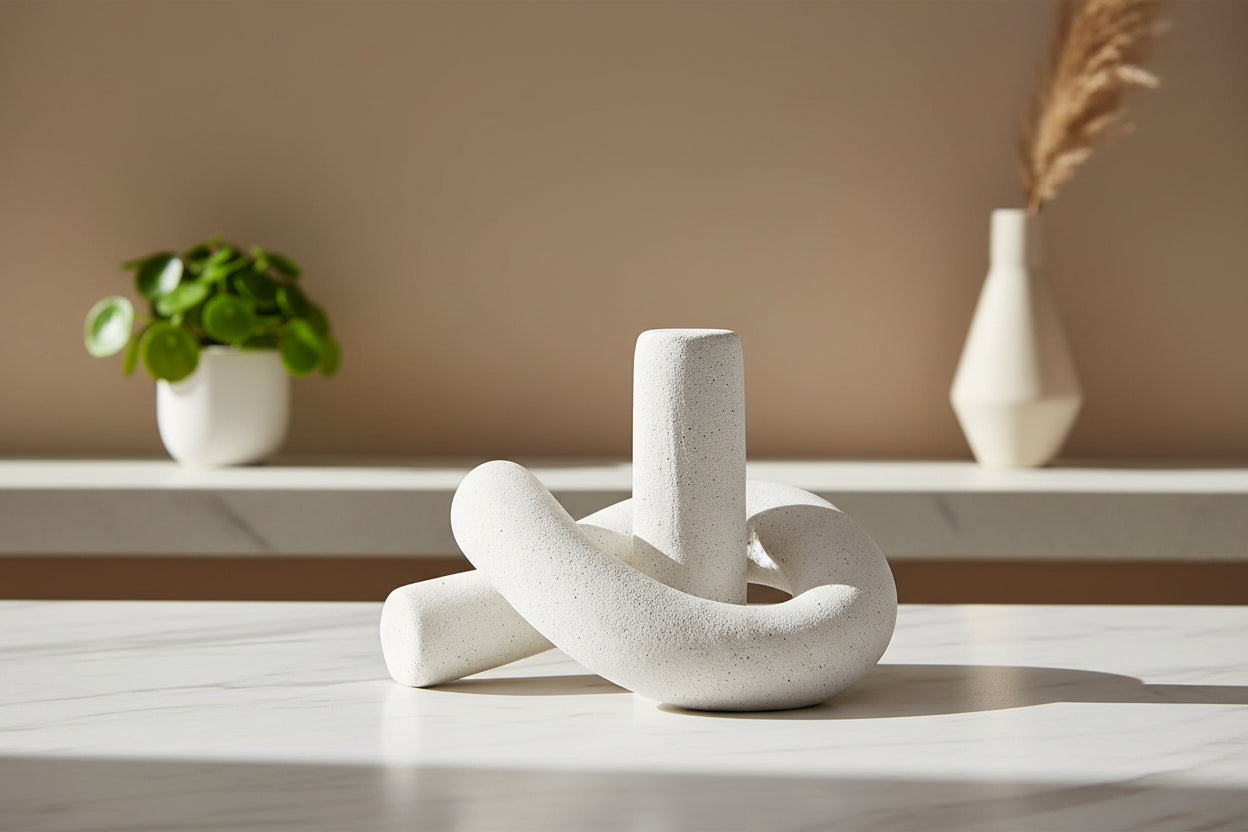 Close-up of white creative knot decor texture