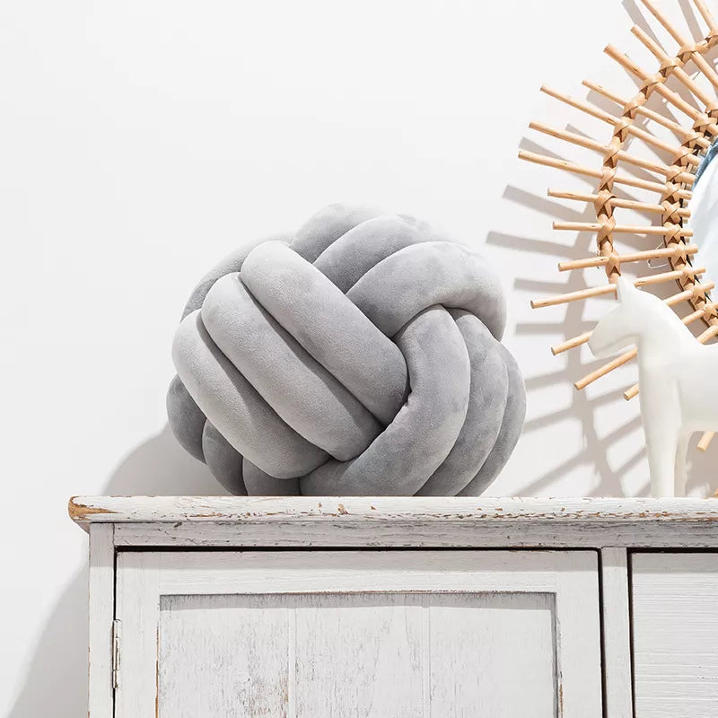 Light Grey Round Knot Pillow