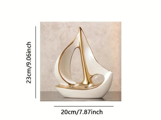 White Small Elegant Ceramic Sailboat