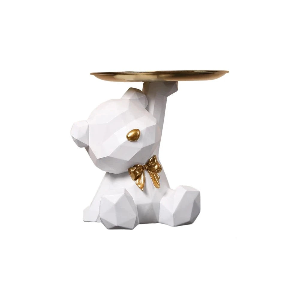 White Geometric Bear Figurine