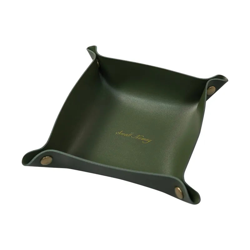 Dark Green Elegant Leather Tray
