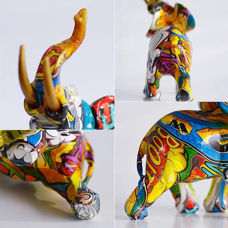 Colorful Printed Elephant Figurine