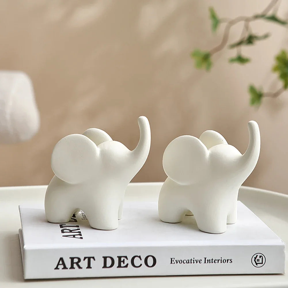Cute small elephant decor ceramic figurine accents