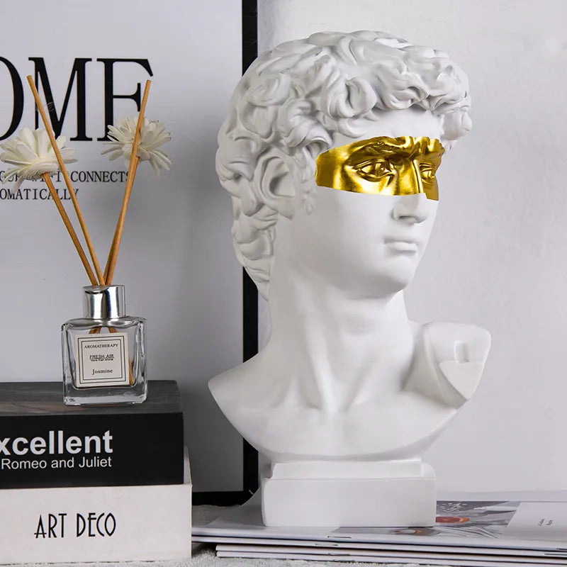 White Golden Trendy Mini David Sculpture