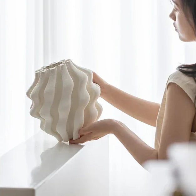 Large Twisted Ceramic Vase