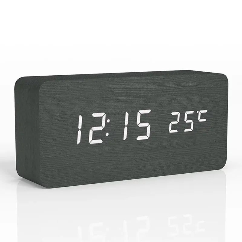 Black Wooden Digital Clock