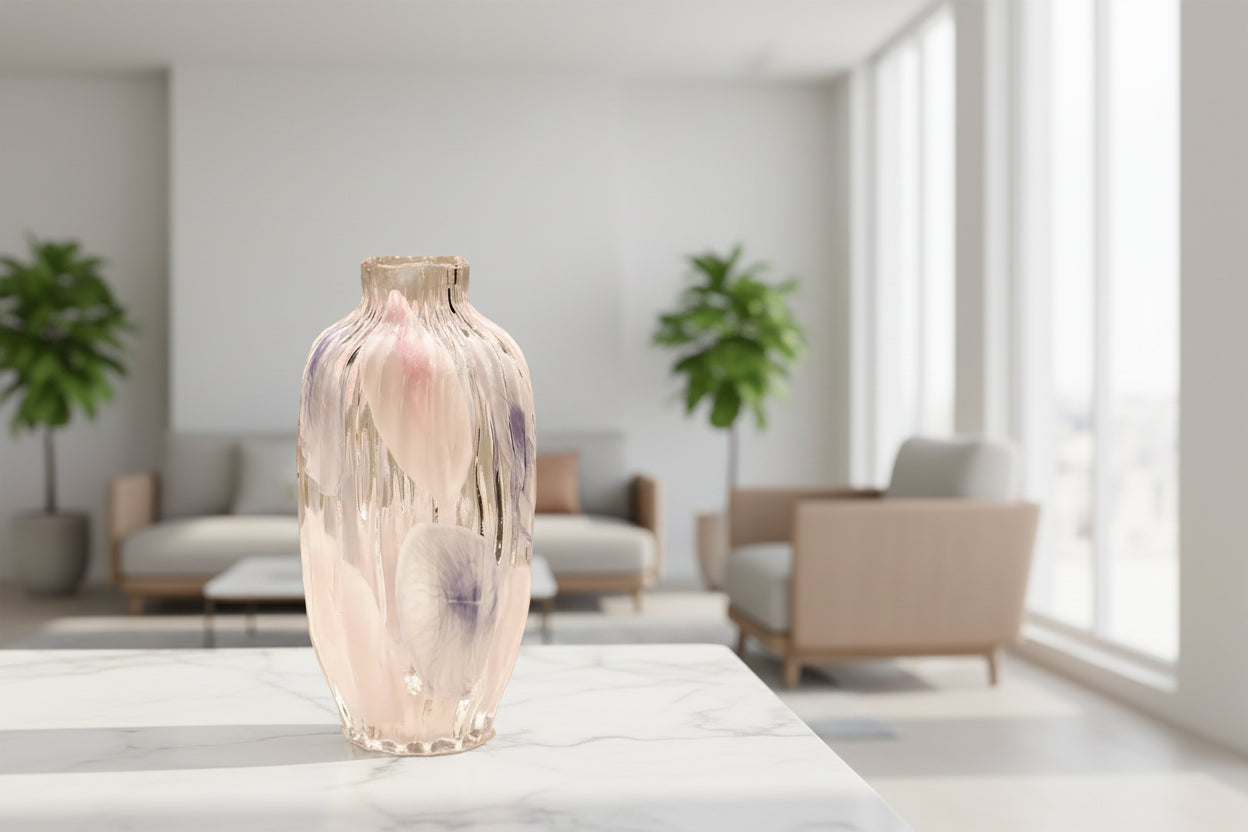 Vibrant glass vase for fresh flowers and decor
