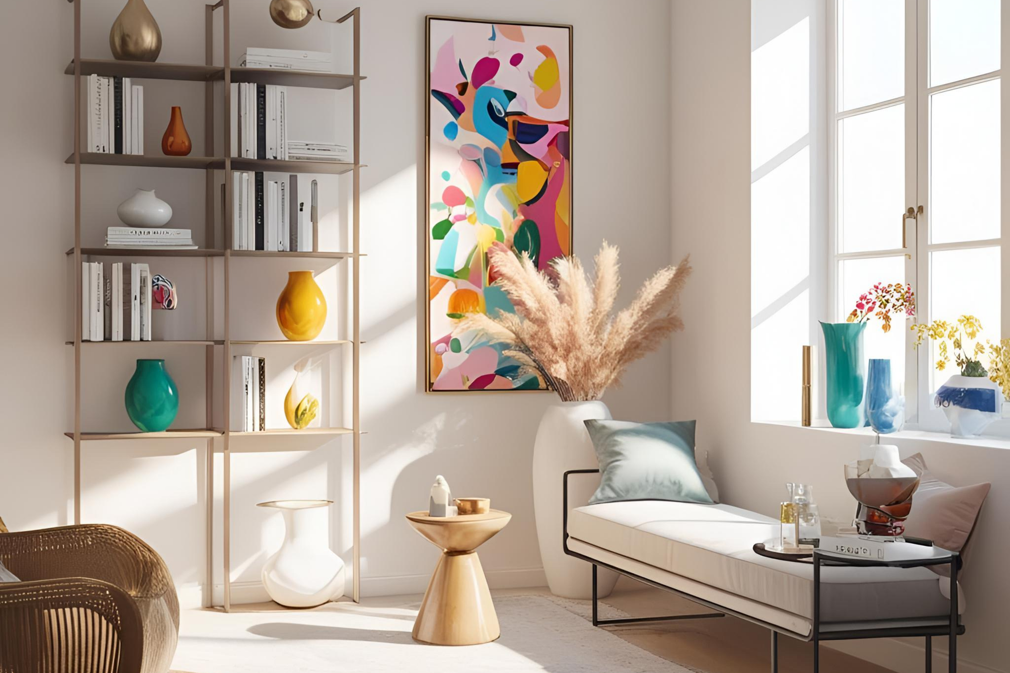 Stylish Living Room with colorful decor items
