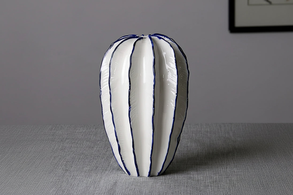 Ceramic vase with flowers modern interior styling