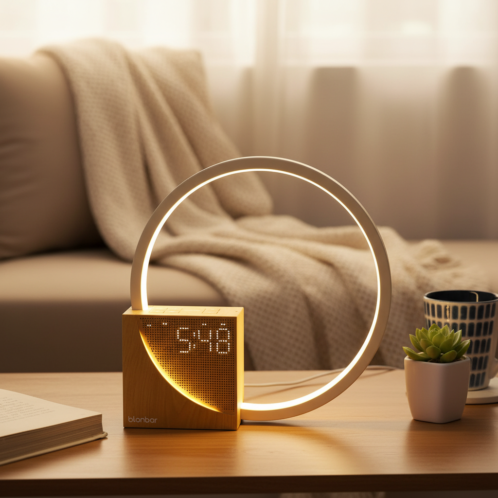 Lamp with clock modern desk lighting decor